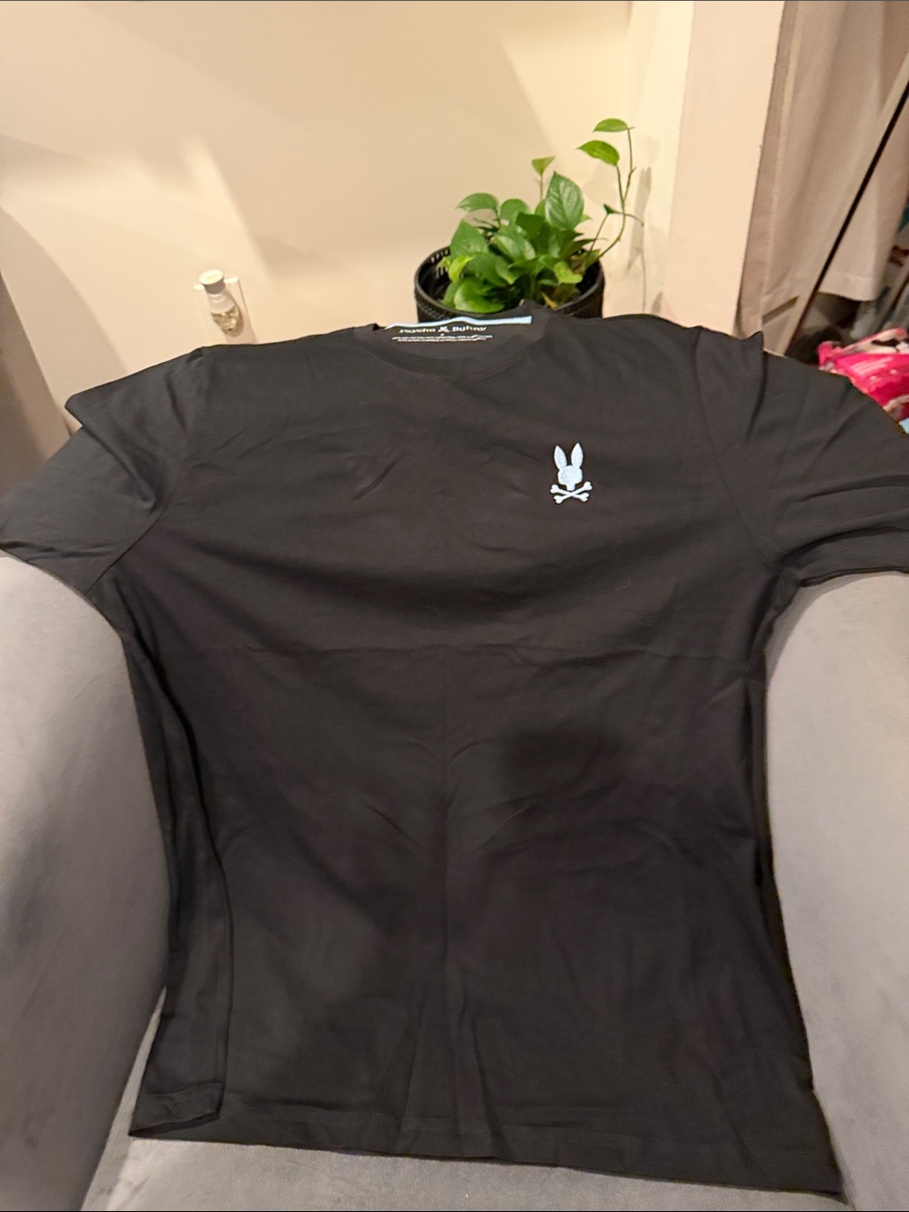 Psycho Bunny Black Swim Rash Guard with Light Blue Logo